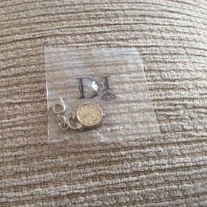 Diamond International Clock Charm Gold Tone